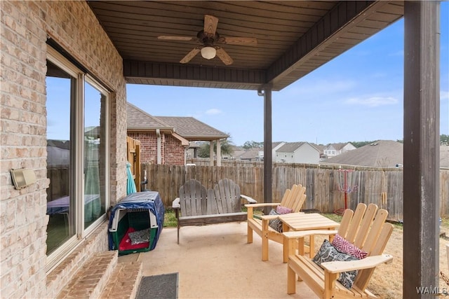 view of patio with ceiling fan