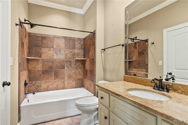 10416 Harbourtowne Dr, Northport, AL 35475 - full bath with ornamental molding, vanity, and bathing tub / shower combination