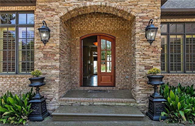 10416 Harbourtowne Dr, Northport, AL 35475 - property entrance featuring brick siding and a shingled roof