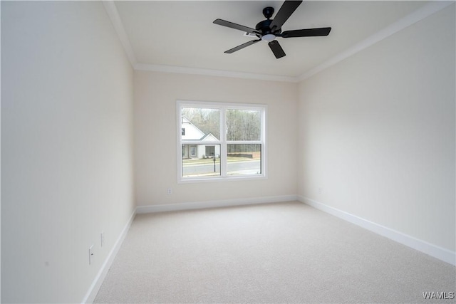 13947 Glenview Dr, Northport, AL 35475 - unfurnished room featuring baseboards, ceiling fan, crown molding, and light carpet