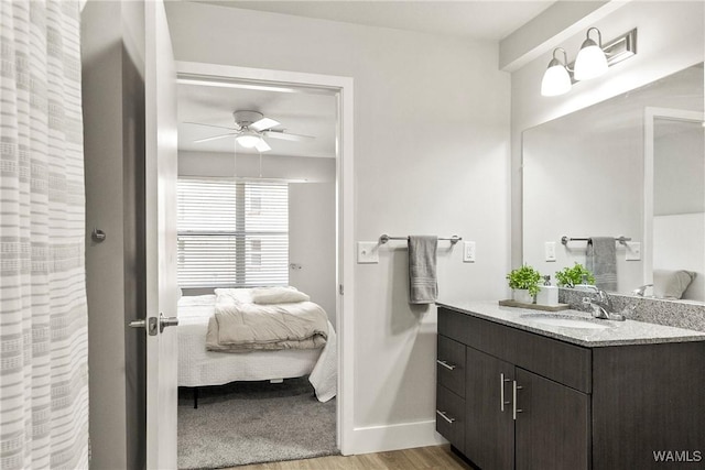 680 6th Ave NE Unit 3310, Tuscaloosa, AL 35404 - ensuite bathroom featuring vanity, a ceiling fan, wood finished floors, and baseboards