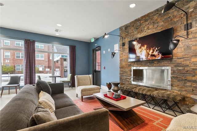 680 6th Ave NE Unit 3310, Tuscaloosa, AL 35404 - living area featuring a fireplace and recessed lighting