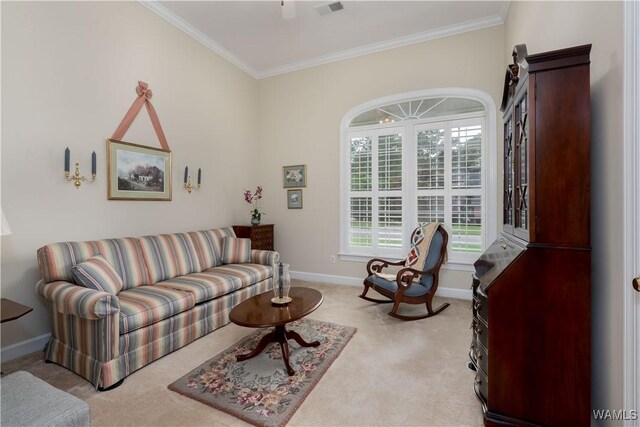 4032 Carousel Cir, Tuscaloosa, AL 35406 - carpeted living area with ornamental molding