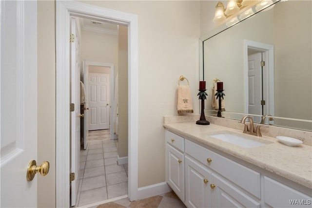 4032 Carousel Cir, Tuscaloosa, AL 35406 - bathroom with vanity, tile patterned floors, and ornamental molding