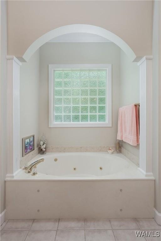 4032 Carousel Cir, Tuscaloosa, AL 35406 - bathroom featuring a whirlpool tub and tile patterned floors