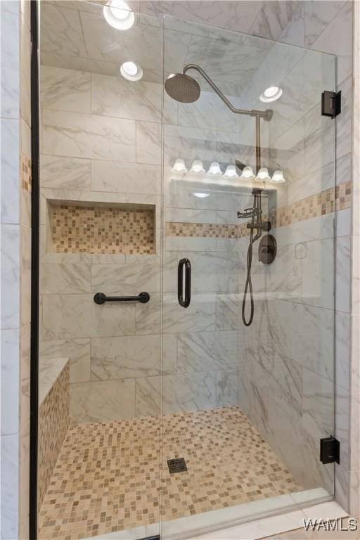 bathroom featuring walk in shower