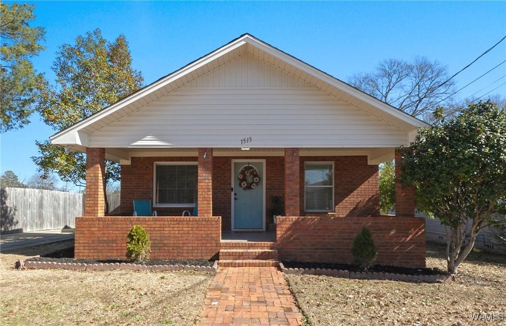 bungalow featuring a porch