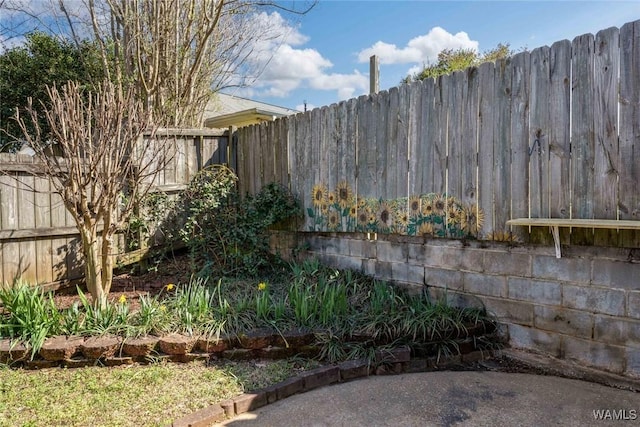 view of yard with a fenced backyard