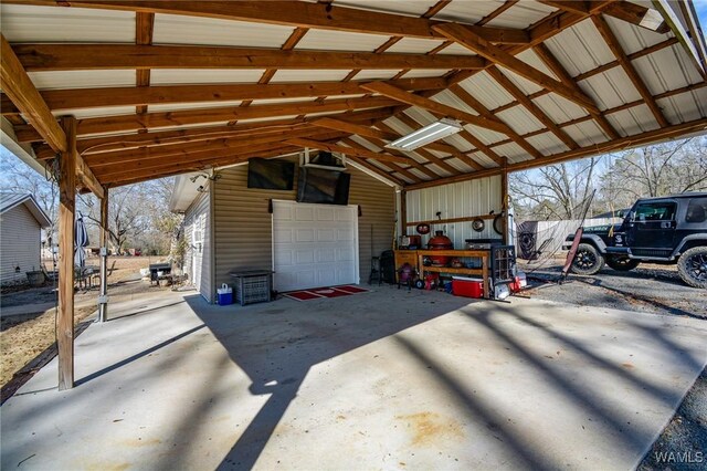 view of garage