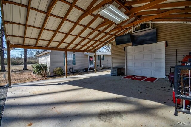 view of garage