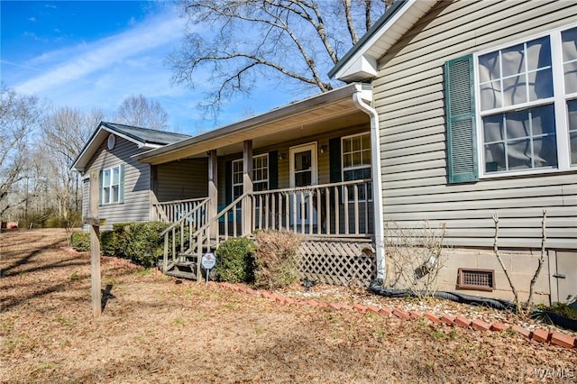 exterior space with a porch