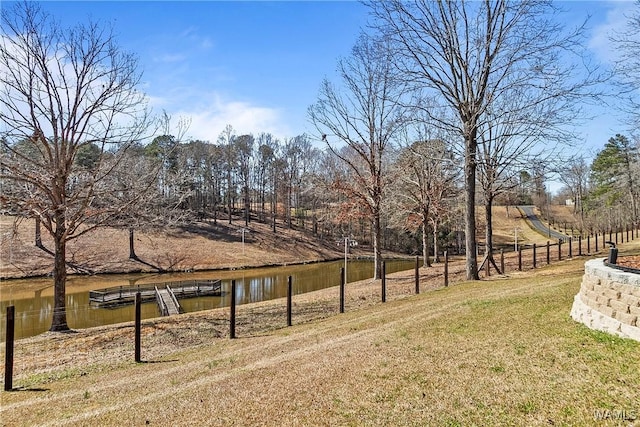 view of yard with a water view