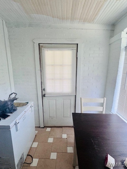 interior space featuring wood ceiling