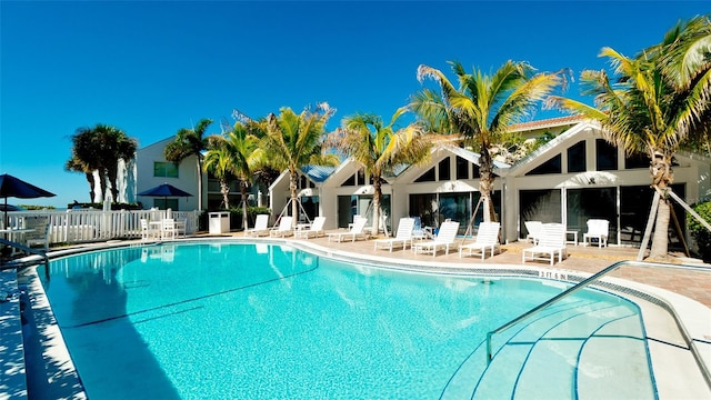 view of pool featuring a patio area