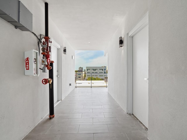 hallway with a wall of windows