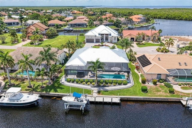 bird's eye view featuring a water view