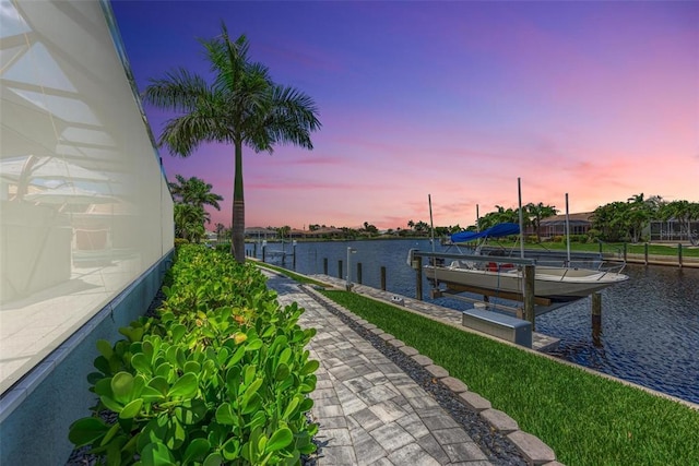 dock area featuring a water view