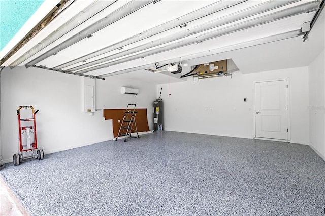 garage featuring electric water heater and a garage door opener