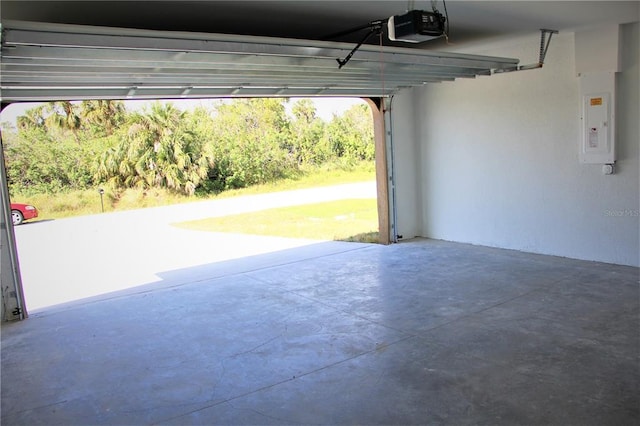 garage with a garage door opener