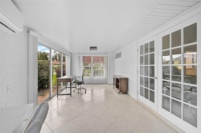 sunroom / solarium with a wealth of natural light and a wall mounted AC