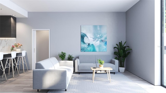 living room featuring light wood-type flooring