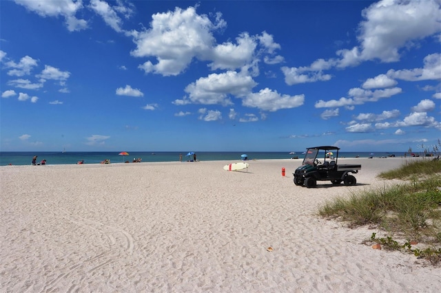 property view of water featuring a view of the beach