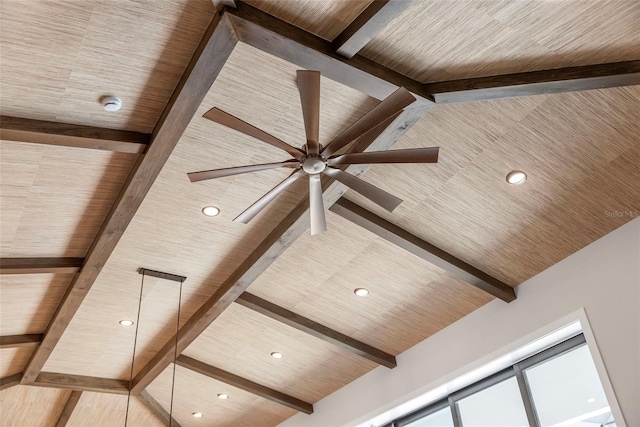 interior details featuring beam ceiling