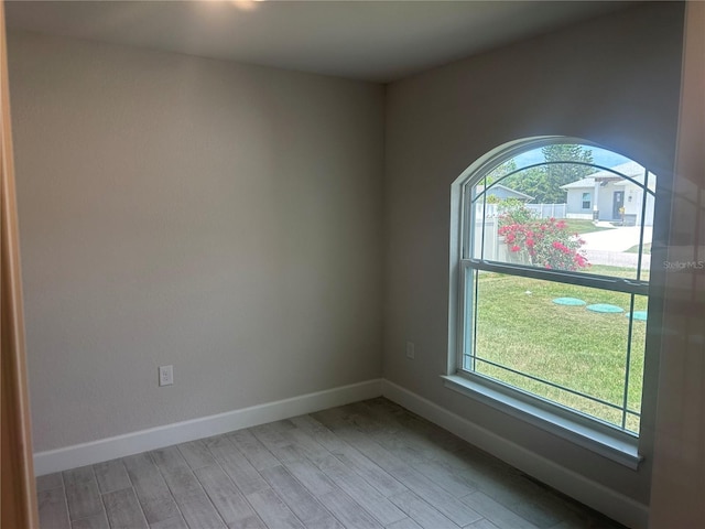 spare room with a healthy amount of sunlight and wood-type flooring