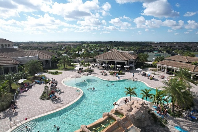 view of pool featuring a patio area