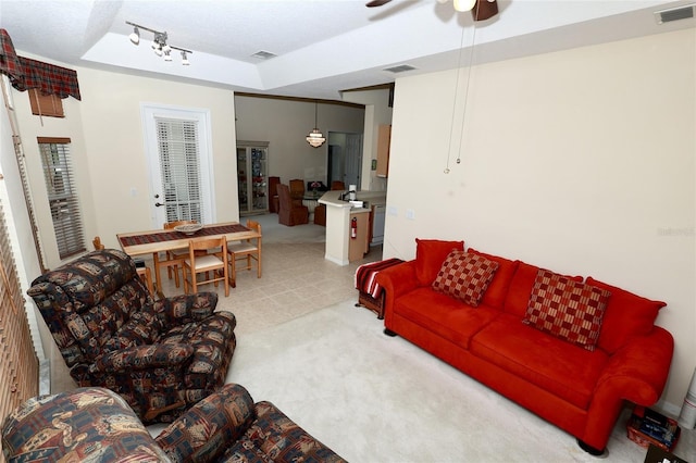 255 Royal Palm Dr, Davenport, FL 33837 - living area with a ceiling fan, visible vents, and track lighting