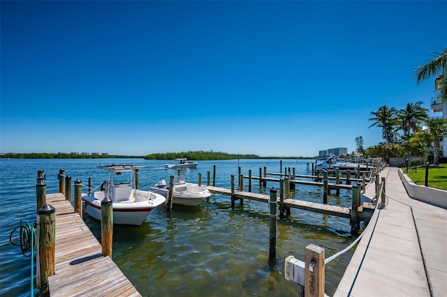 dock area featuring a water view