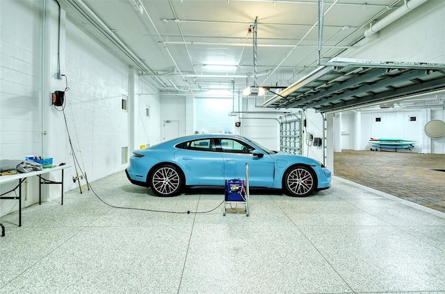 garage with a garage door opener