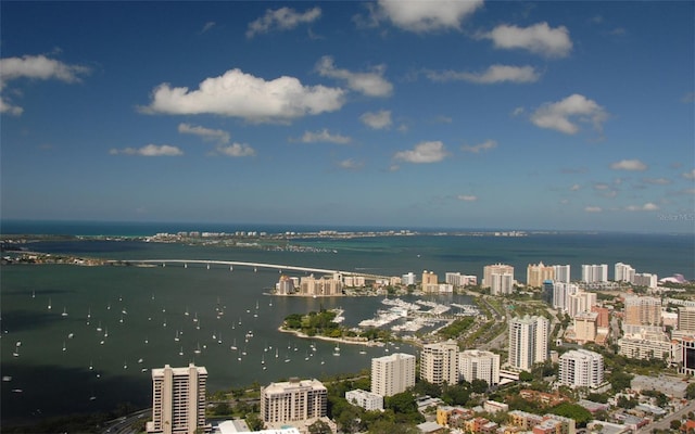 bird's eye view featuring a water view