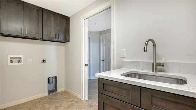 interior space featuring tile flooring and sink