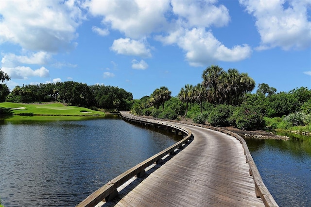 dock area with a water view