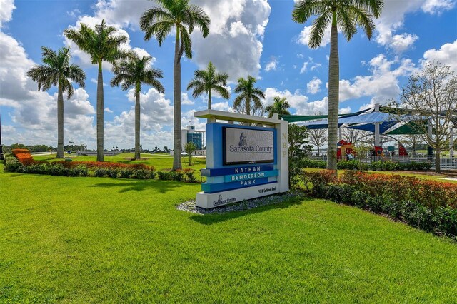 view of community featuring a lawn