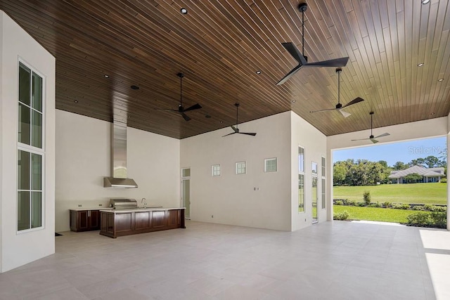 view of patio / terrace with sink and ceiling fan