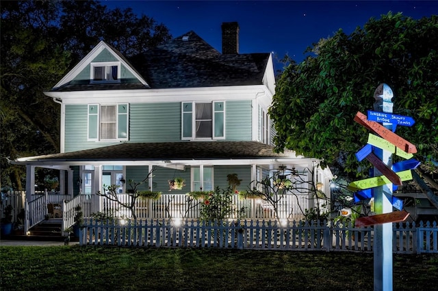 view of front of home featuring covered porch