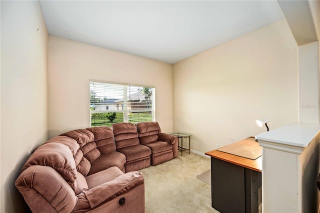 living room featuring light colored carpet