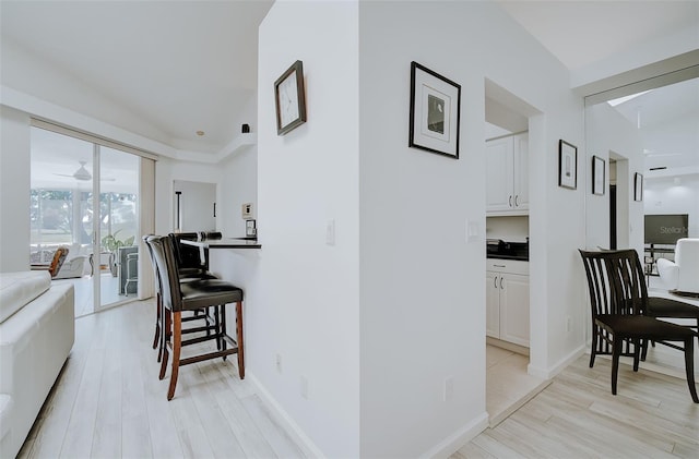 corridor with light hardwood / wood-style floors