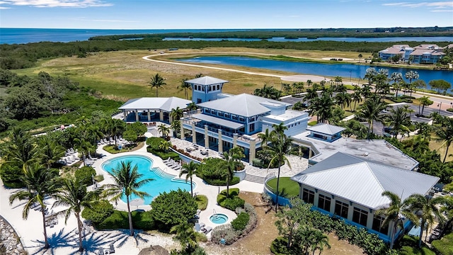 bird's eye view featuring a water view