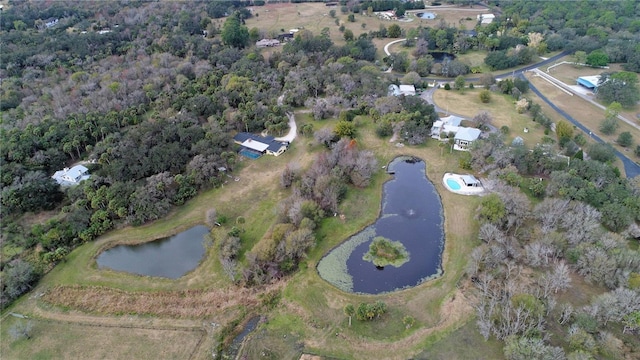 bird's eye view featuring a water view