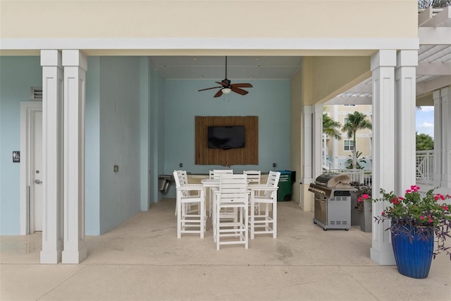 view of patio / terrace featuring grilling area and ceiling fan