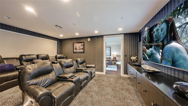 view of carpeted home theater room