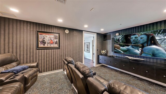 view of carpeted cinema room