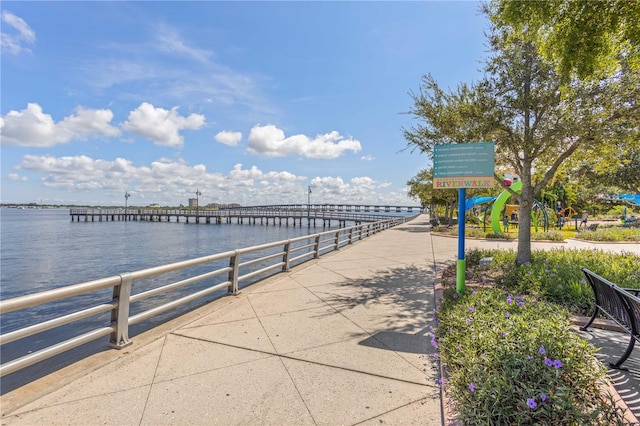 view of property's community with a water view