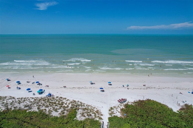 property view of water with a beach view