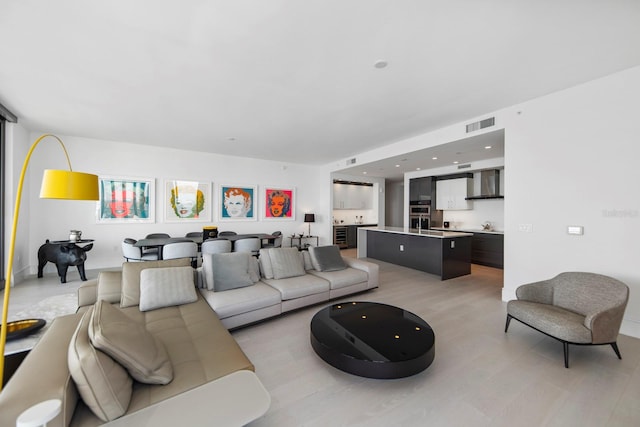 living room featuring light hardwood / wood-style flooring