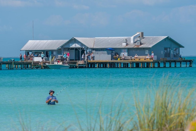 exterior space featuring a dock