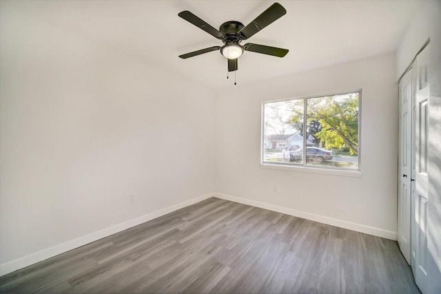 interior space featuring ceiling fan and light hardwood / wood-style flooring